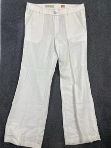 Pilcro Anthrpologie Pants Womens 14 Beige Linen Blend Relaxed Wide Leg Lagenlook - Picture 1 of 14