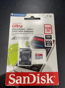 SanDisk 128GB Ultra microSDXC UHS-I Memory Card 100Mb/s -  SDSQUAR-128G-GN6MA - Picture 1 of 2