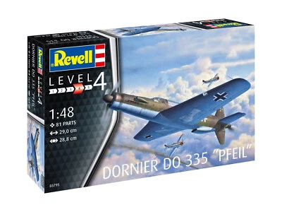 REVELL 1:48 KIT AEREO DORNIER DO 335 PFEIL   LUNGHEZZA 29 cm  81 PARTI ART 03795 - Immagine 1 di 2
