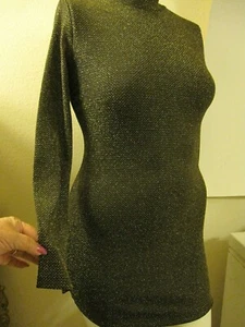 Damen Forever 21 Metallic Gr. Large Kleid kurz schwarz/gold dehnbar Glitzer - Bild 1 von 7