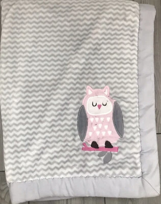 Manta Wendy Bellissimo Búho Lovey Gris Blanco Borde Satinado Chevron Muy Felpa N4 Foto 1 de 4