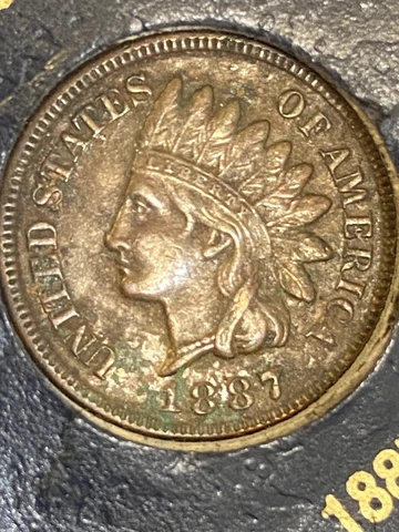 1887 Indian Head Cent Penny UNC with corrosion Cover