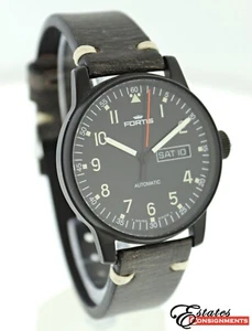 Fortis Flieger Day/Date 595.18.158.1 Automatic Black Men's Watch - Picture 1 of 9