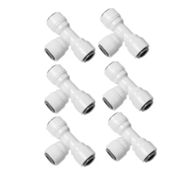 6 PCS 3/8X 3/8 X 3/8 NSF CERTIFIED TEE QUICK CONNECTOR PUCH IN FOR RO SYSTEM - Image 1 of 4