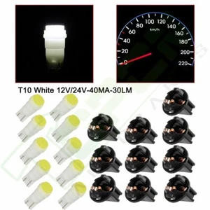 10x White T10 LED Bulbs +10x 1/2" Sockets Instrument Gauge Cluster Dash Light - Picture 1 of 12