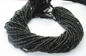 1 STRAND BLACK SPINEL RONDELLE FACETED 3MM DAINTY GEMSTONE LOOSE BEADS 13" - Picture 1 of 3
