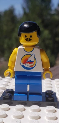 LEGO Surfboard on Ocean Male Minifigure fre005 Black Hair Mustache 4151 - Image 1 of 4