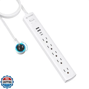 TROND 360° Rotating Plug Surge Protector Power Strip, 2 USB C and 2 USB A, 5  - Picture 1 of 5