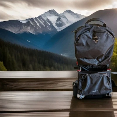 Mochila portabebés ligera Osprey Poco LT negra estrellada con parasol Foto 1 de 4