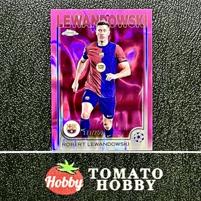 TOPPS CHROME UEFA 2024-25 ROBERT LEWANDOWSKI /250 PINK LAVA REFRACTOR BARCELONA - Image 1 of 2