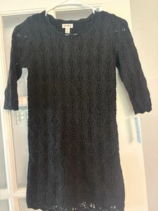 Girls Cat & Jack Black Knit Sweater Dress Size M 7/8 - Picture 1 of 1