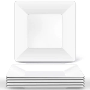 Plato cuadrado irrompible blanco melamina SiliFine 8 piezas 10" x 10" - Imagen 1 de 7
