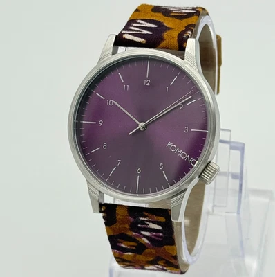Men's KOMONO Winston Silver Tone, Purple Dial 42mm Watch Multicolor Leather Band - Image 1 of 4