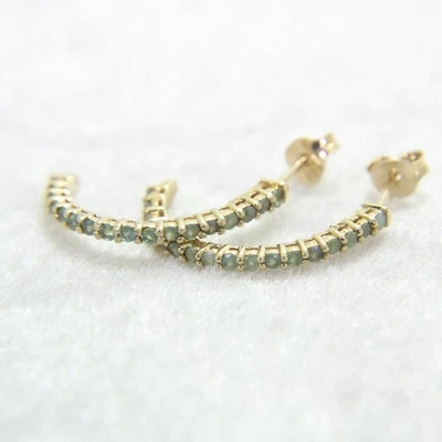 Pendientes tipo argolla de alejandrita de oro amarillo de 9 quilates 9k Foto 1 de 4