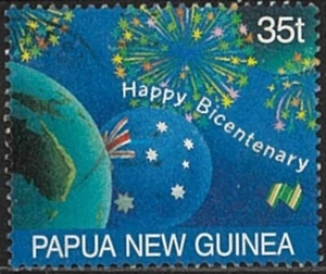 1988 Papua New Guinea Last No Gum Australian Bicentenary Commemorative 35t Stamp - Picture 1 of 1
