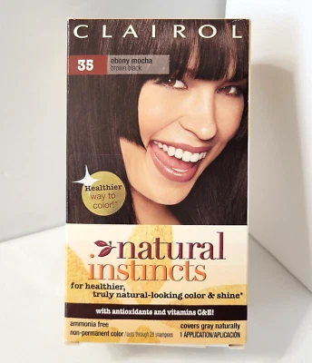 Clairol Natural Instincts 35 Brown Black Ebony Mocha Hair Color 28 Washes 3.5 - Image 1 of 4