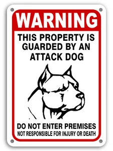 Guard Dog on Duty Signs Beware of Dog Sign Dogs Will Bite Attack Dog 7"x 11" - Picture 1 of 7