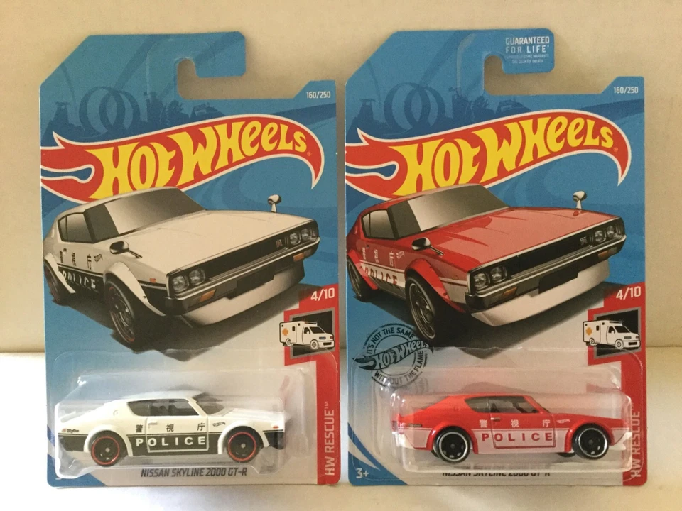 NISSAN SKYLINE Police Car Lot - 2019 Hot Wheels #160 White & Red Colors JDM - Image 1 of 3