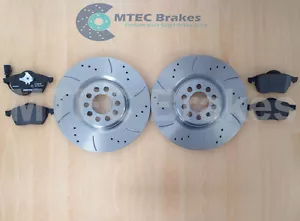 VW GOLF 312mm Front Drilled Grooved Brake Discs & Pads - Picture 1 of 3