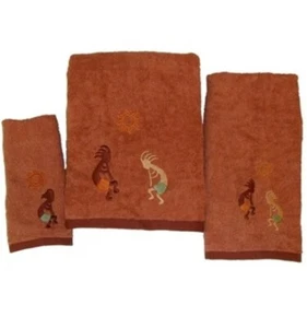 Native Southwest Kokopelli 3-pc. Bath Hand Towel Set Bathroom Decor - Picture 1 of 5