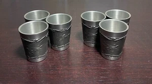 Zinn German Pewter Cup Embossed Flying Geese 1.75" Tall Hand Casting - Picture 1 of 4