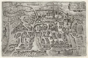 Antique Map "Vvinmaria" (Weimar-Germany) Francesco Valegio-D. Rascicotti, c.1598 - Picture 1 of 2