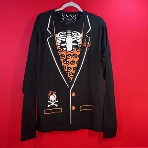 Denim & Flower Halloween Tuxedo Long Sleeve T-Shirt. Sz XL - Picture 1 of 4