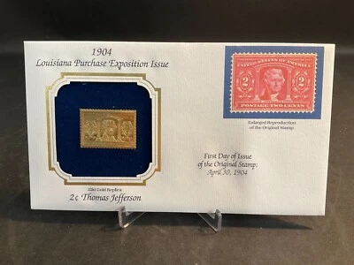 1893 Louisiana Purchase Exposition Issue 2¢ Thomas Jefferson FDC 22K Gold Stamp - Image 1 of 2