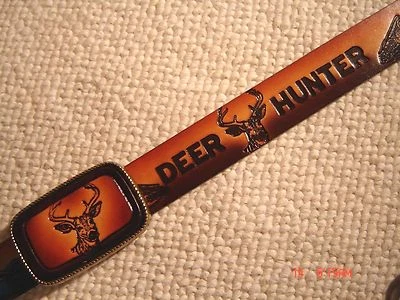 CAZADOR DE CIERVOS - Ciervos - Buck - CINTURÓN DE CUERO y Hebilla de Cuero a Juego Foto 1 de 2