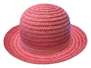 Girls Pink Straw Bonnet Hat – 100% Natural Straw Victorian Style - Picture 1 of 3