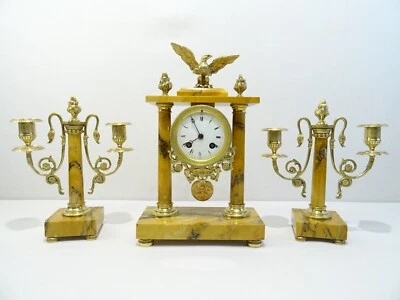 ANCIENNE PENDULE HORLOGE A COLONNES CHANDELIER AIGLE NAPOLEON III CLOCK PENDULUM - Photo 1/4