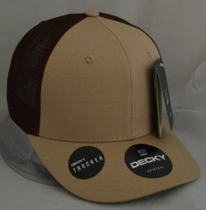 Decky Classic Snap Back Mesh Trucker Cap Curved Brim Khaki Brown - Imagen 1 de 2