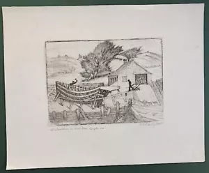 Original 30er Jahre Radierung G ERRINGTON gelistet N.Y. Künstler Illustrator SCHIFFSGEBÄUDE - Bild 1 von 4