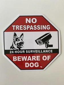 BEWARE OF DOG STICKER NO TRESPASSING STICKER VIDEO CAMERA STICKER SECURITY SST - Picture 1 of 3