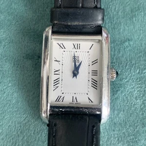 UNIQUE Women's Watch ESQ Swiss "Tank" E5371 Sapphire Crystal Blue Cabochon Crown - Picture 1 of 24