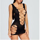 Women Body Stockings Fishnet Short Dress Vest Open bust Sexy Underwear 20501