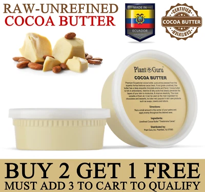 Raw Cocoa Butter 8 oz. 100% Pure Natural Unrefined Organic FOOD GRADE Cacao Bean - Image 1 of 4