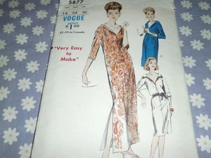 VTG 60's VOGUE 5877 MISSES SHEATH DRESS CAFTAN PATTERN-CUT/COMPLETE 14/34 - Picture 1 of 4