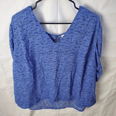 Camisa Ava & Viv Para Mujer Plus 3X Blusa Informal Estampado Azul Manga Corta Cuello en V Nueva Foto 1 de 4