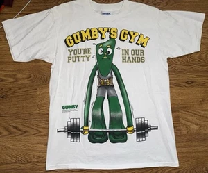 Vintage Gildan 1994 Prema Toy Gumby "Gumby's Gym" tolles Logo Shirt Größe Large - Bild 1 von 4