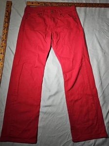 Levis 569 Jeans Mens 32x32 Red Denim Loose Straight Western Casual Pants - Picture 1 of 17