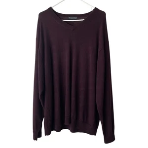 Maglione Hart Schaffner Marx uomo taglia 3 XB pura lana merino viola preppy classico - Foto 1 di 4