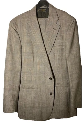 BROOKS BROTHERS Gray Wool Prince Of Wales Check Suit-Sz 44L-Pant 38/30-USA Made - Image 1 of 4