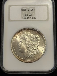 1880-S Morgan Silver Dollar MS65 “Undergraded” Amazing Coin, Rim Toning, NGC - Picture 1 of 4