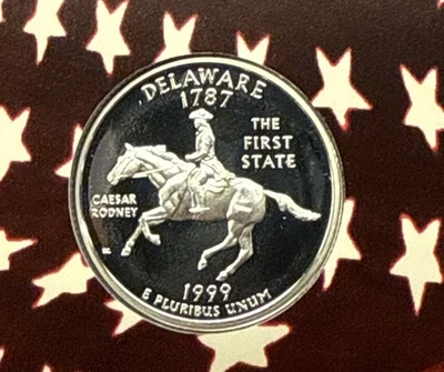 1999-S Delaware Silver Proof State Quarter 90% Silver From Proof Set - Image 1 of 2