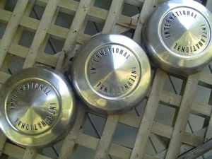 3 IH INTERNATIONAL TRAVEL ALL PICKUP TRUCK SCOUT HUBCAPS CENTER CAPS WHEEL COVER - Picture 1 of 18