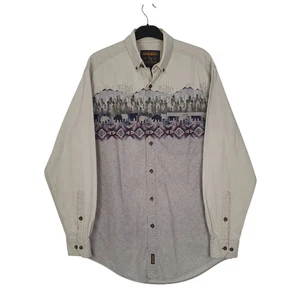 WOOLRICH Grey Shirt Long Sleeve Casual Cotton Mens M - Picture 1 of 5