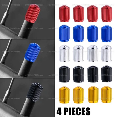 4Pcs/set Aluminum Car Tire Valve Stem Caps Round Alloy Motorcycle Valve Cover - Image 1 of 4