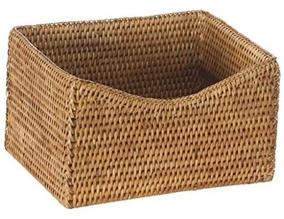  Cesta de prateleira retangular de vime La Jolla, cesta de armazenamento, cestas organizadoras,  - Imagem 1 de 4