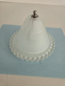 MCM Hobnail Frosted Glass Boudoir Clip On Lamp Shade, 5" Tall, 6 1/4" Diam EUC - Picture 1 of 3